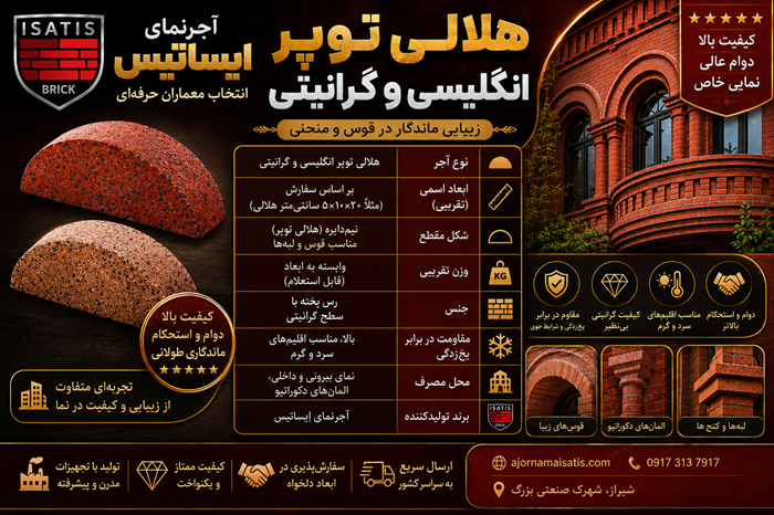 بنر آجر هلالی توپر اینگلیسی وگرانیتی - آجرنما شیراز